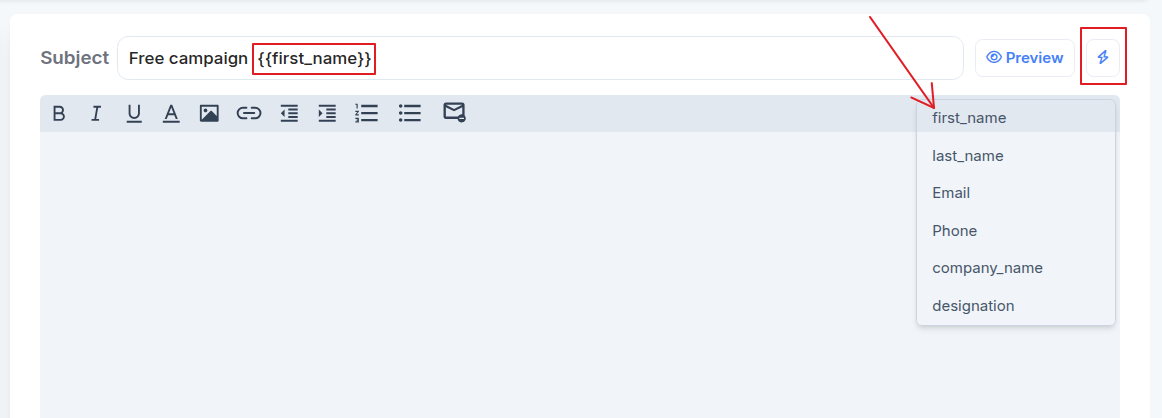 Insert Variables in Subject Line